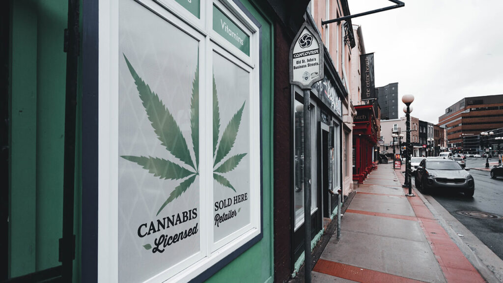 A store sign for a cannabis dispensary