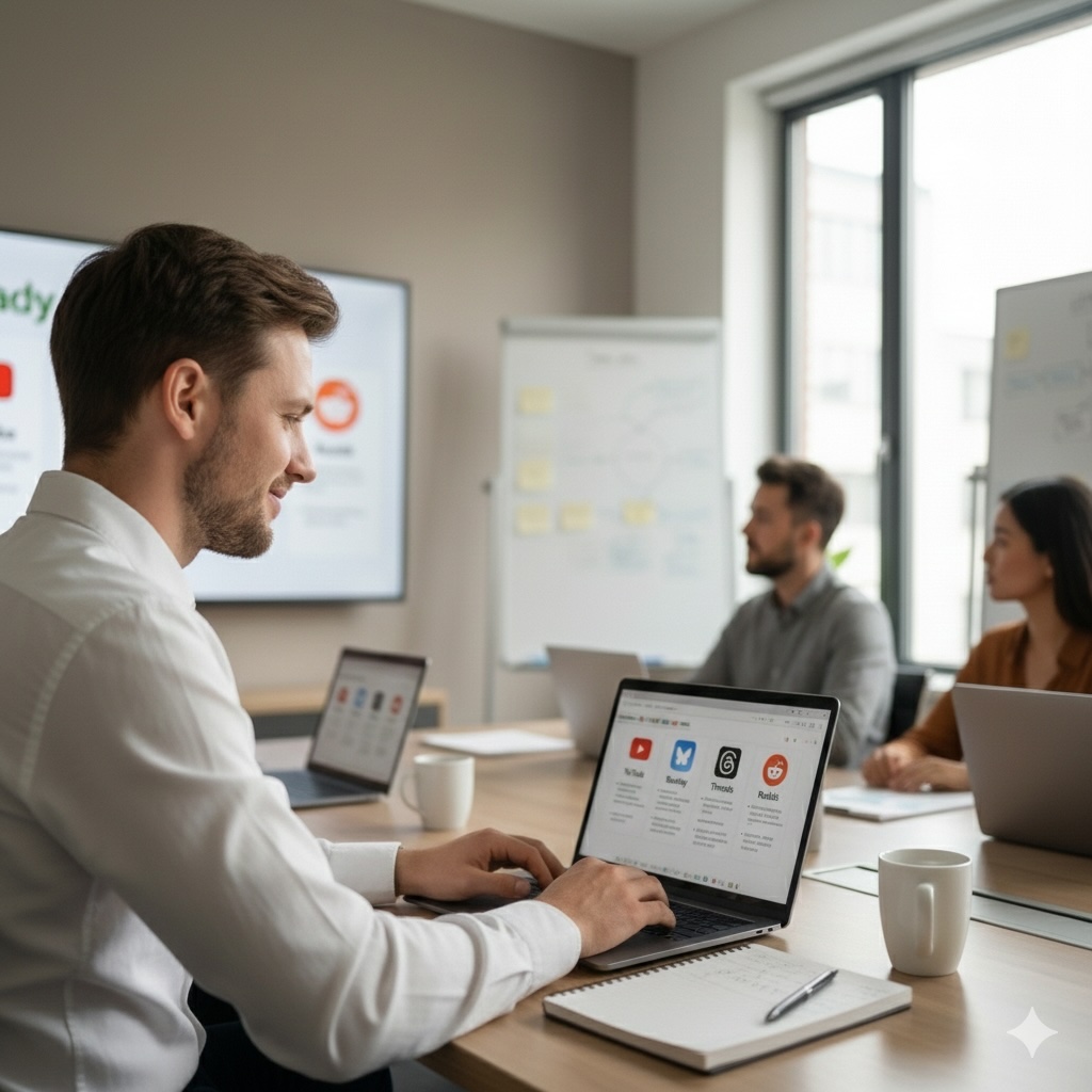 heady social media strategist working